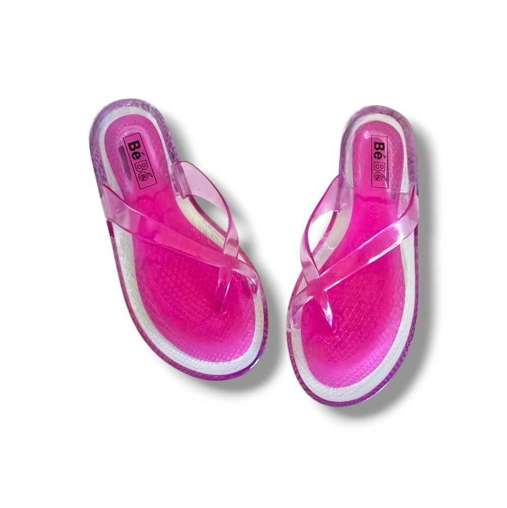 bebe Clear Pink Jelly Flip Flop Sandals - Picture 10 of 16